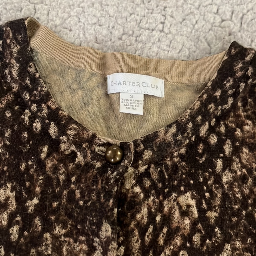 Brown Snake Print Cardigan Sweater M Python Mediu… - image 2